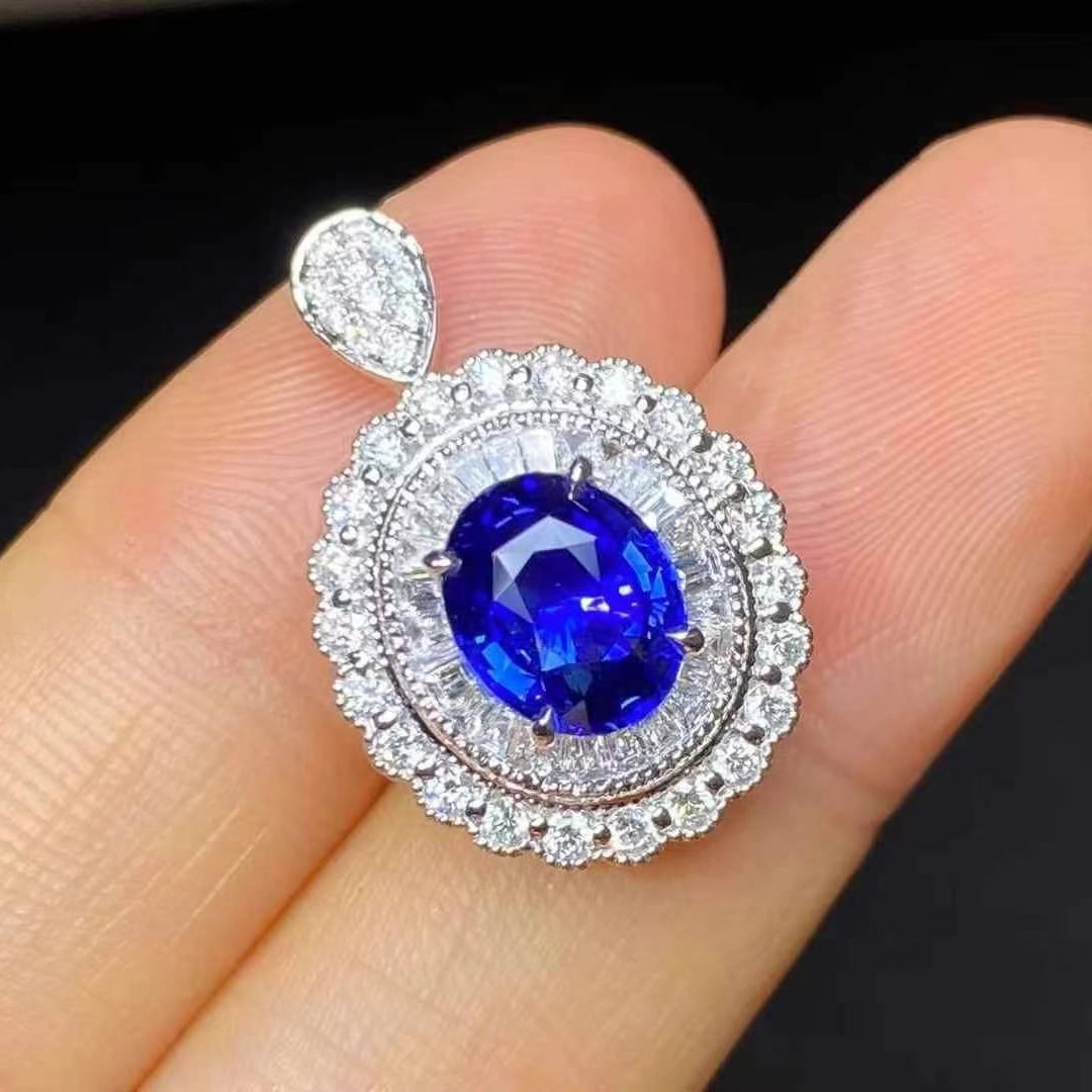 14k Gold 2.91 Ctw Natural Sapphire & Diamond Ring/pendant( Without Chain ) - 5