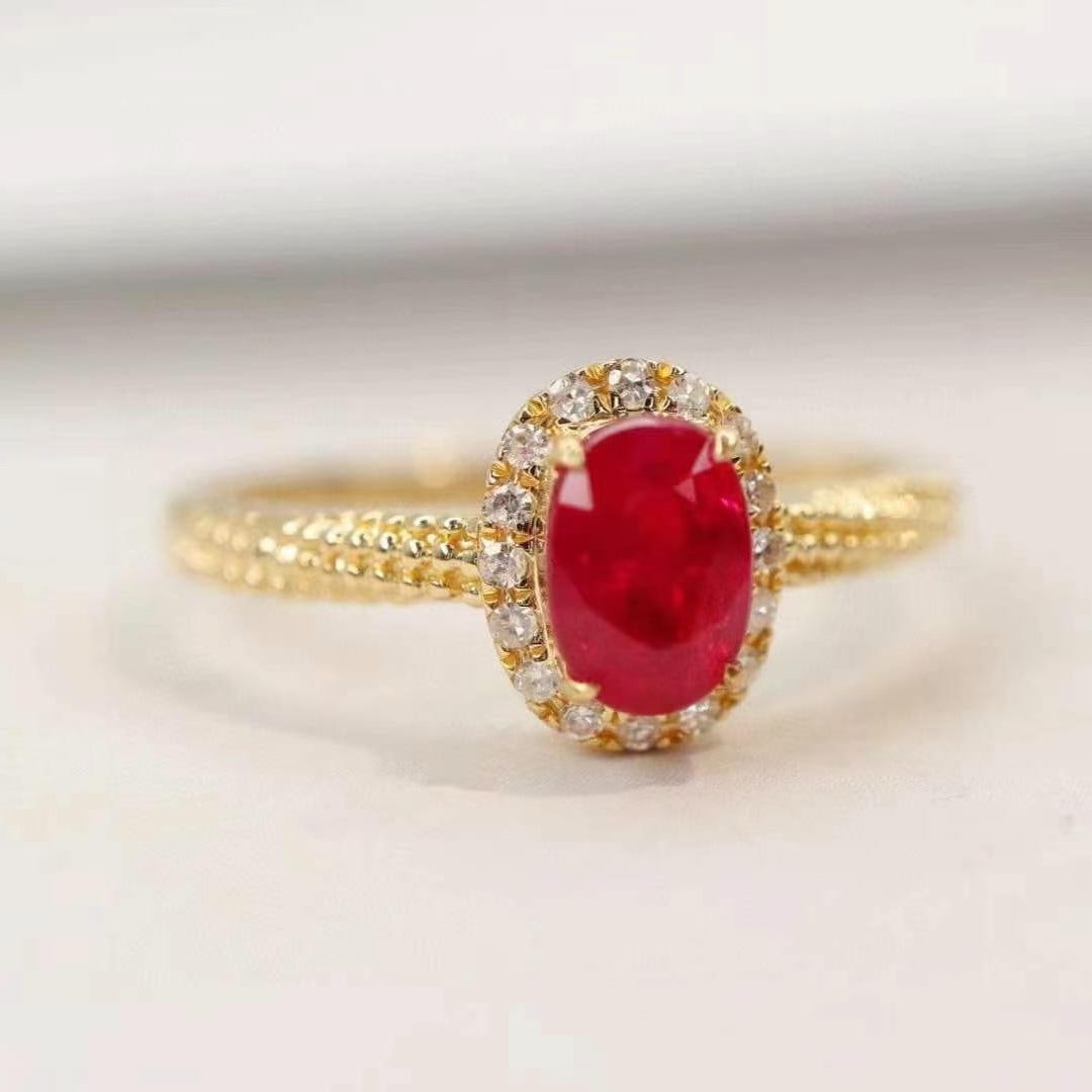 14k Gold 0.88 Ctw Natural Ruby & Diamond Ring - 2
