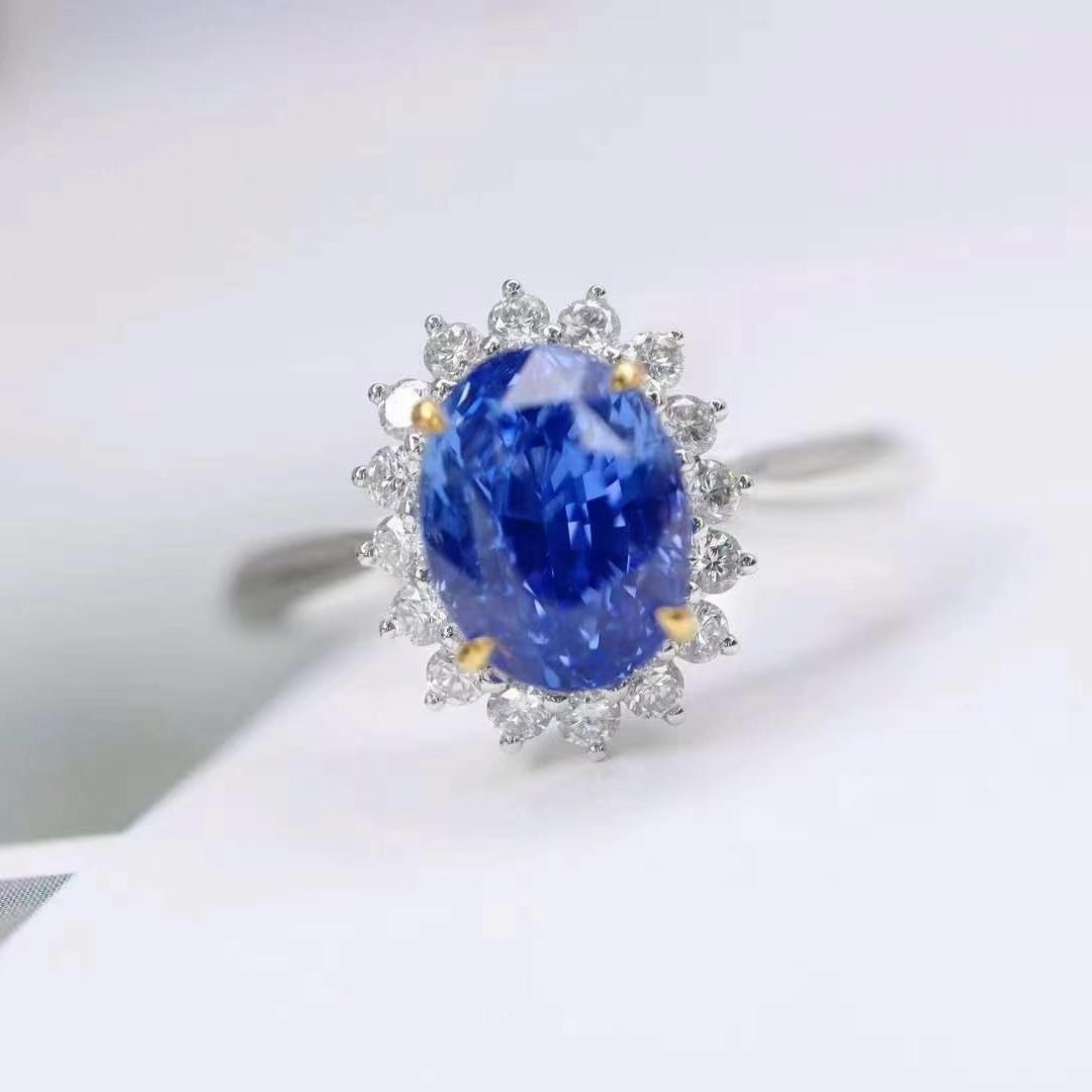 14k Gold 3.04 Ctw Natural Sapphire & Diamond Ring - 2