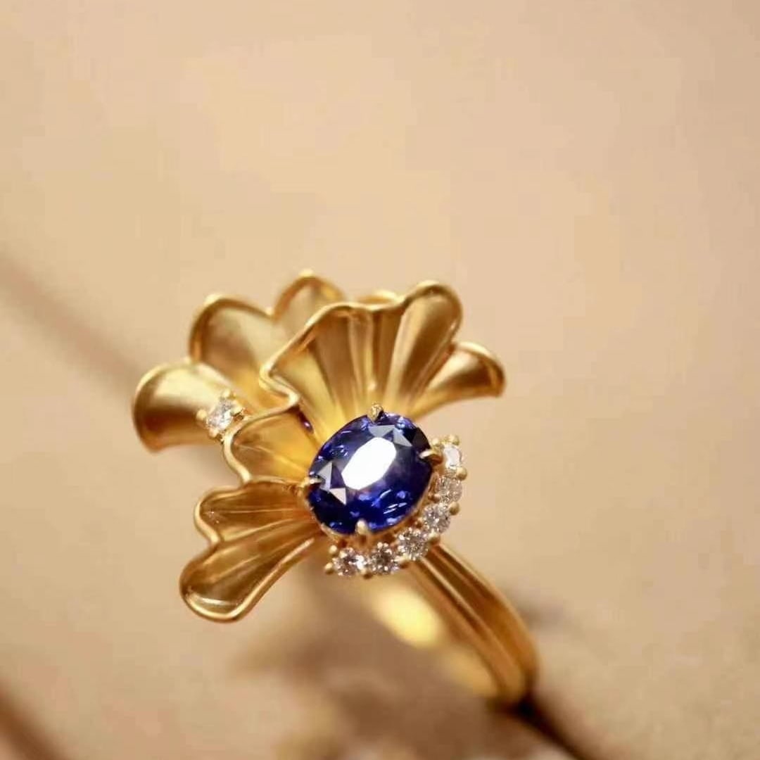 14k Gold 1.14 Ctw Natural Sapphire & Diamond Ring - 2