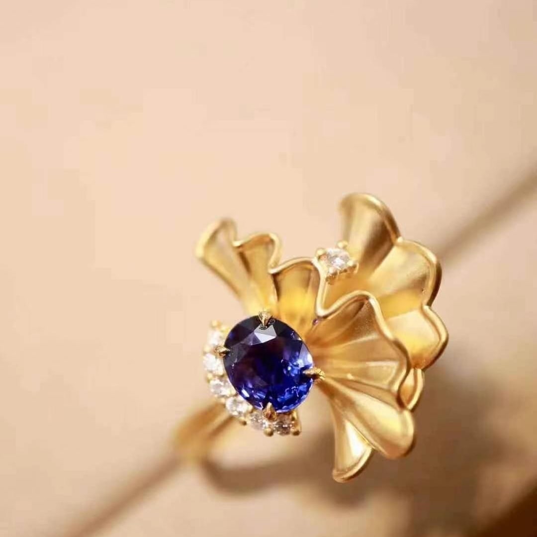 14k Gold 1.14 Ctw Natural Sapphire & Diamond Ring - 3