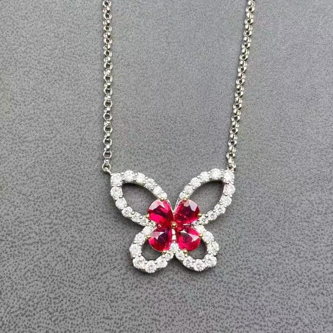 14k Gold 1.03 Ct Natural Ruby & Diamond Necklace (1 of 5)