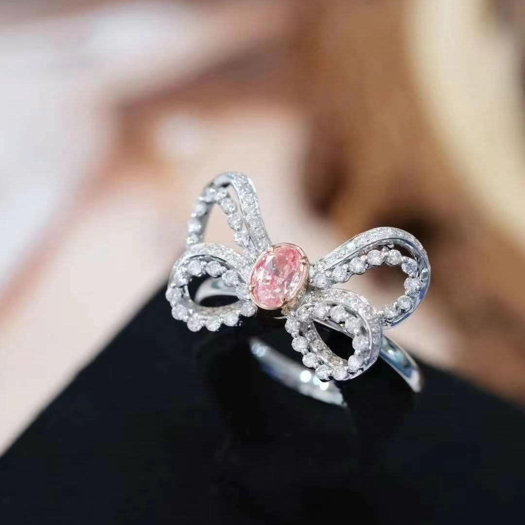 14k Gold 0.86 Ctw Natural Pink Diamond & Diamond Ring/pendant( Without Chain ) - 2