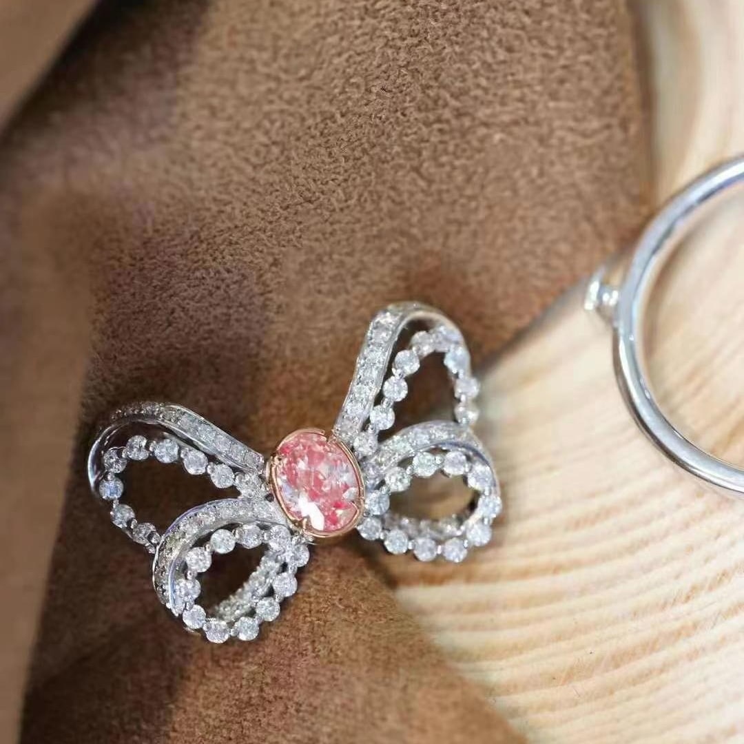 14k Gold 0.86 Ctw Natural Pink Diamond & Diamond Ring/pendant( Without Chain ) - 4