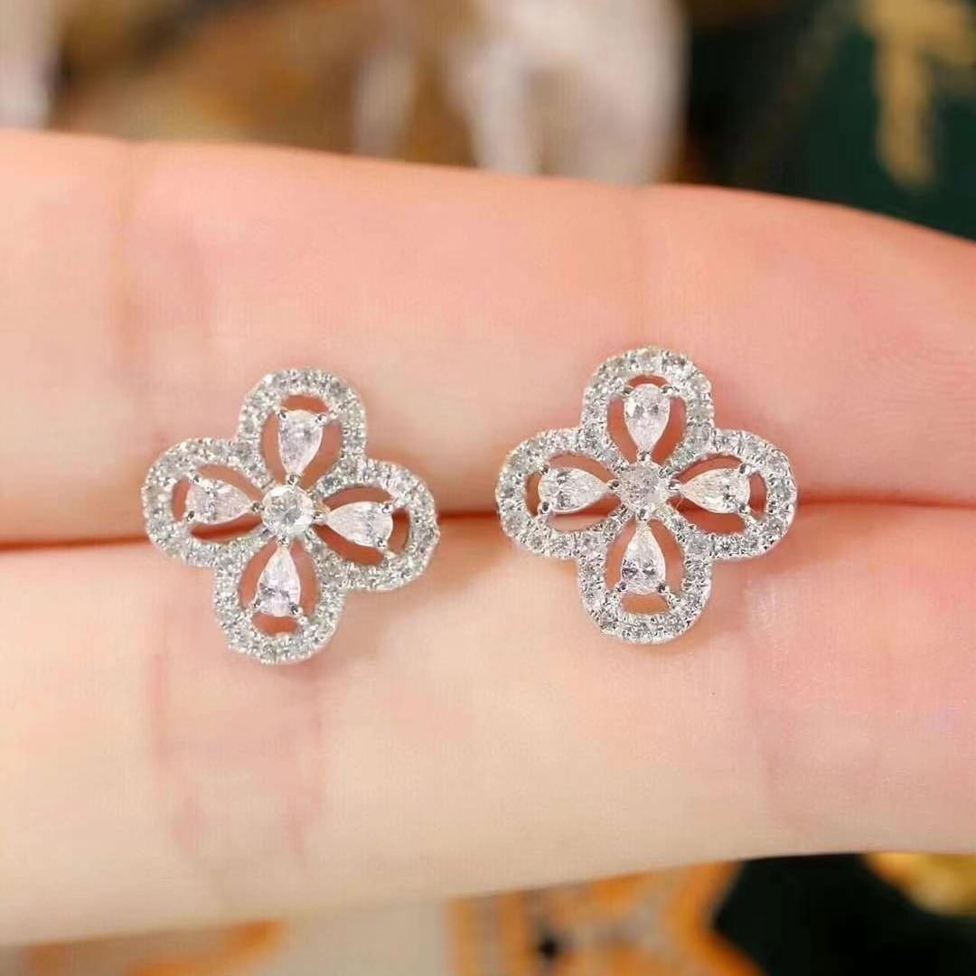 14k Gold 0.8 Ct Natural H Diamond Earrings - 3