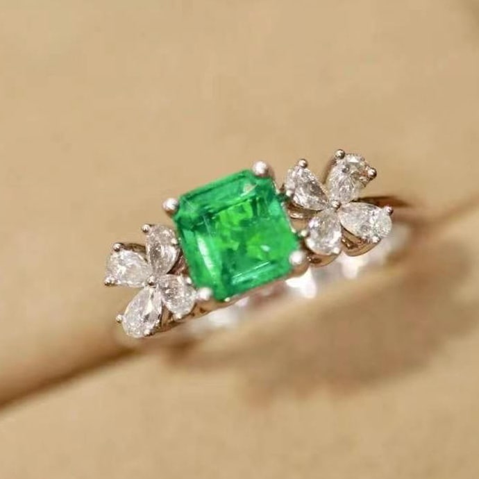 14k Gold 1.41 Ctw Natural Emerald & Diamond Ring - 3