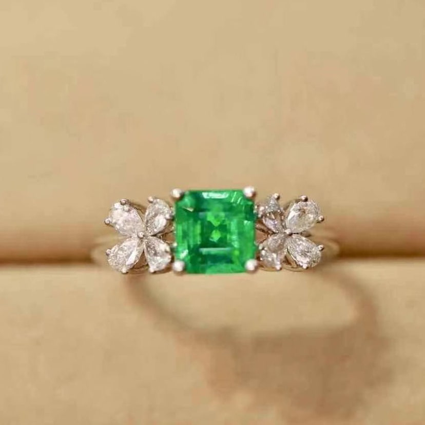 14k Gold 1.41 Ctw Natural Emerald & Diamond Ring - 7