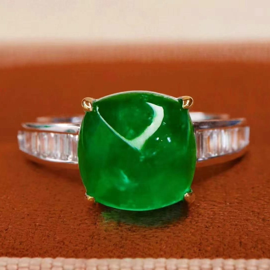 14k Gold 4.59 Ctw Vivid Green Natural Emerald & Diamond Ring - 4