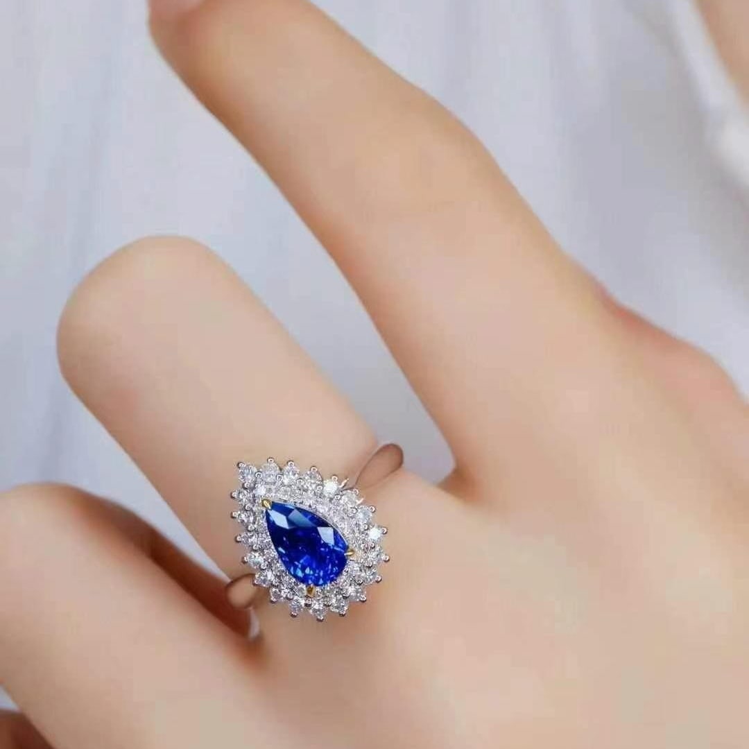 14k Gold 1.89 Ctw Natural Sapphire & Diamond Ring/pendant( Without Chain ) - 3