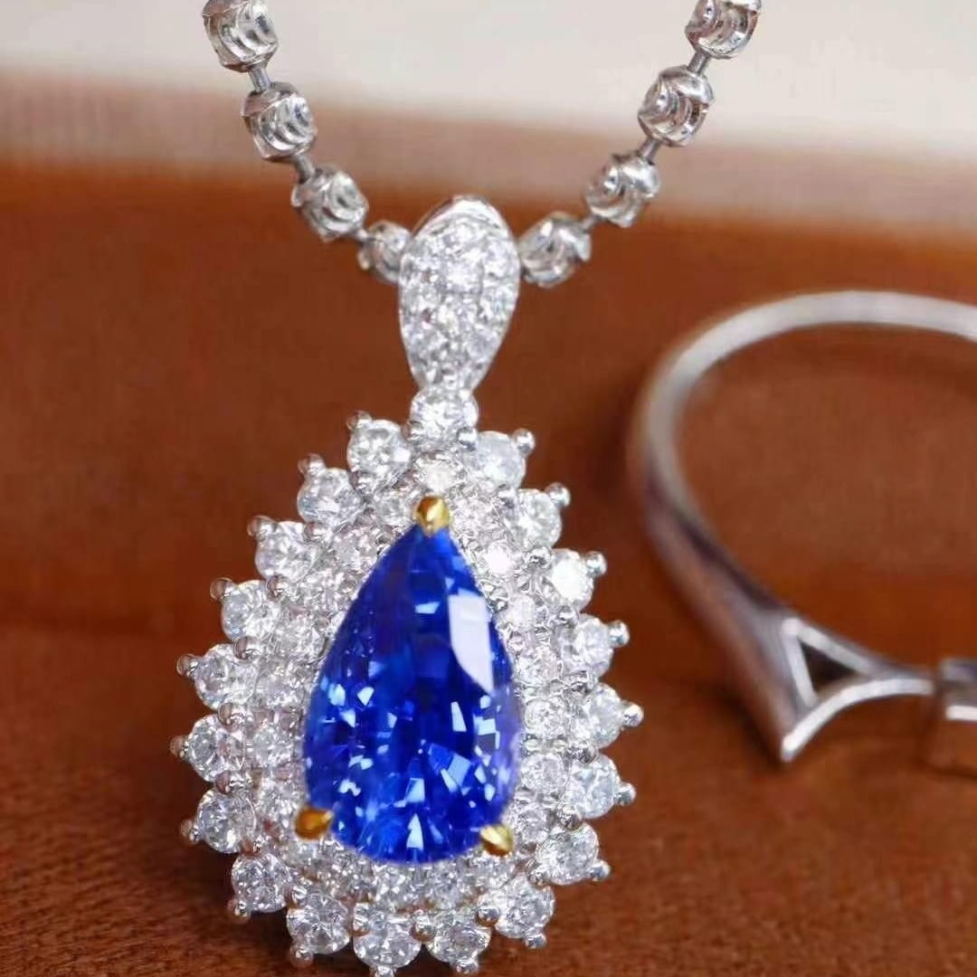 14k Gold 1.89 Ctw Natural Sapphire & Diamond Ring/pendant( Without Chain ) - 8