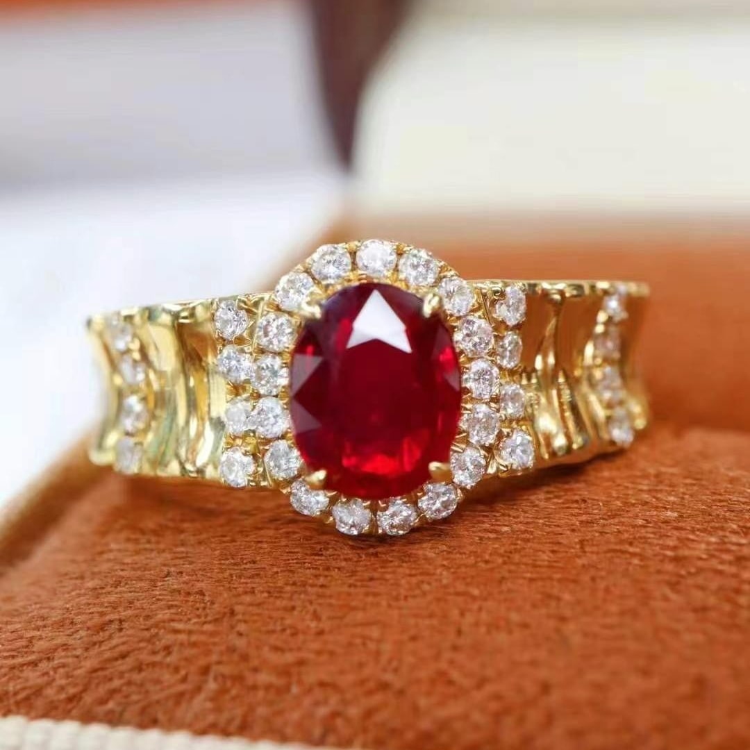 14k Gold 1.51 Ctw Natural Ruby & Diamond Ring - 5