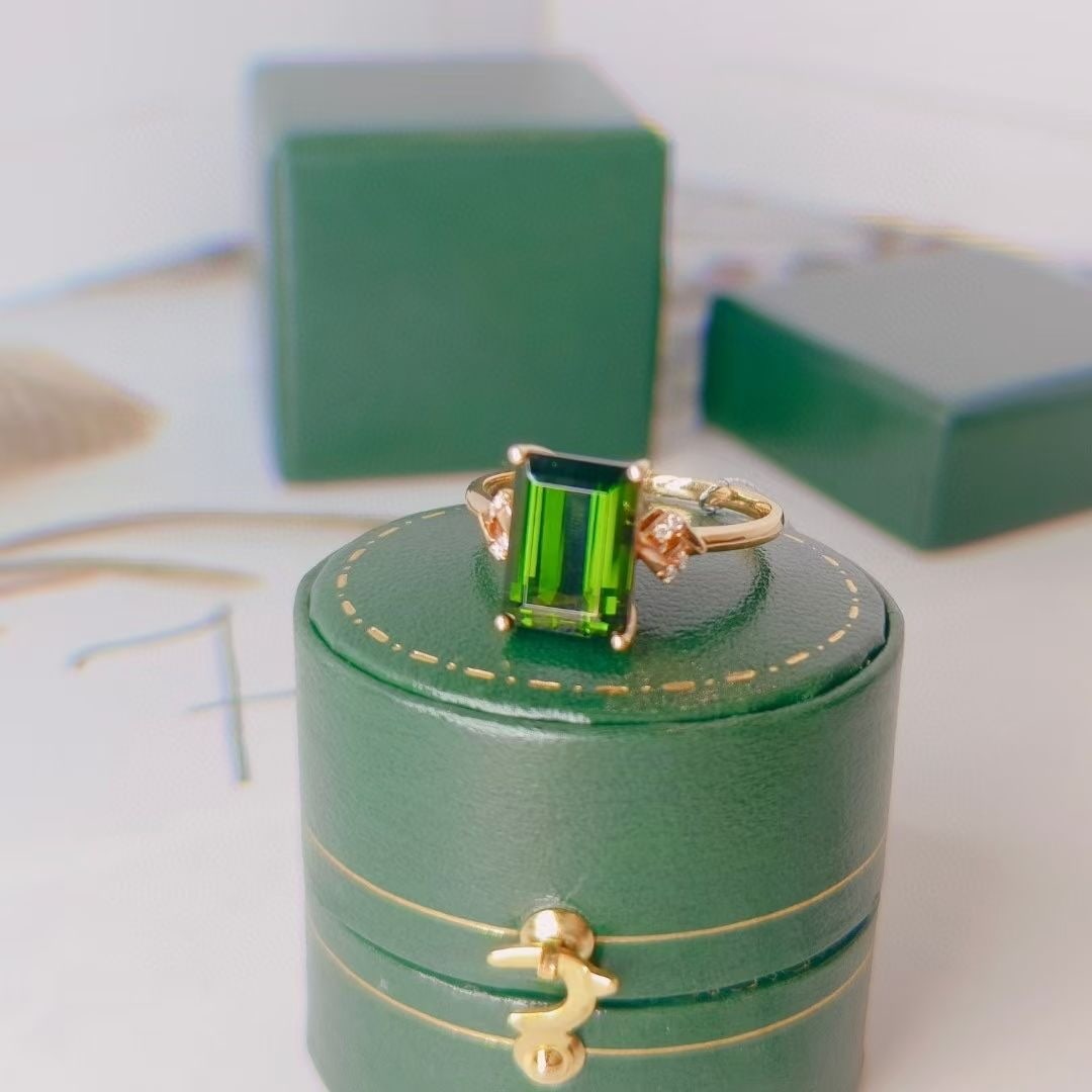 14k Gold 3.27 Ct Natural Tourmaline & Diamond Ring - 3