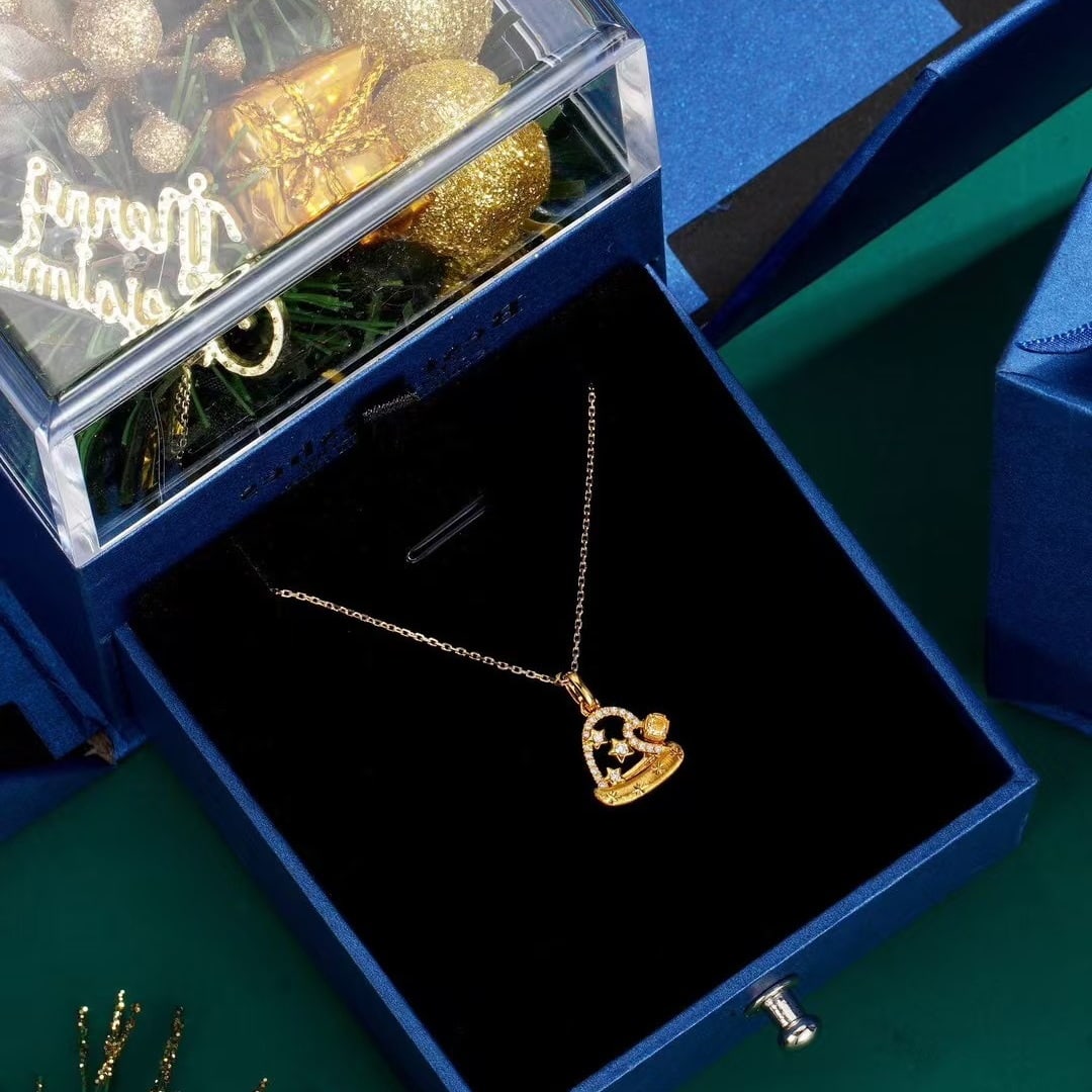 14k Gold 0.16 Ctw Natural Yellow Diamond & Diamond Necklace - 4