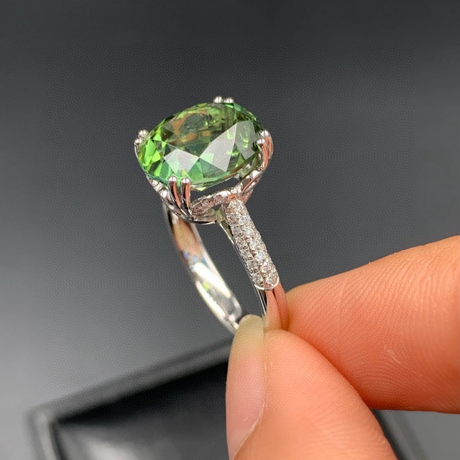 14k Gold 5.07 Ctw Natural Tourmaline & Diamond Ring - 2