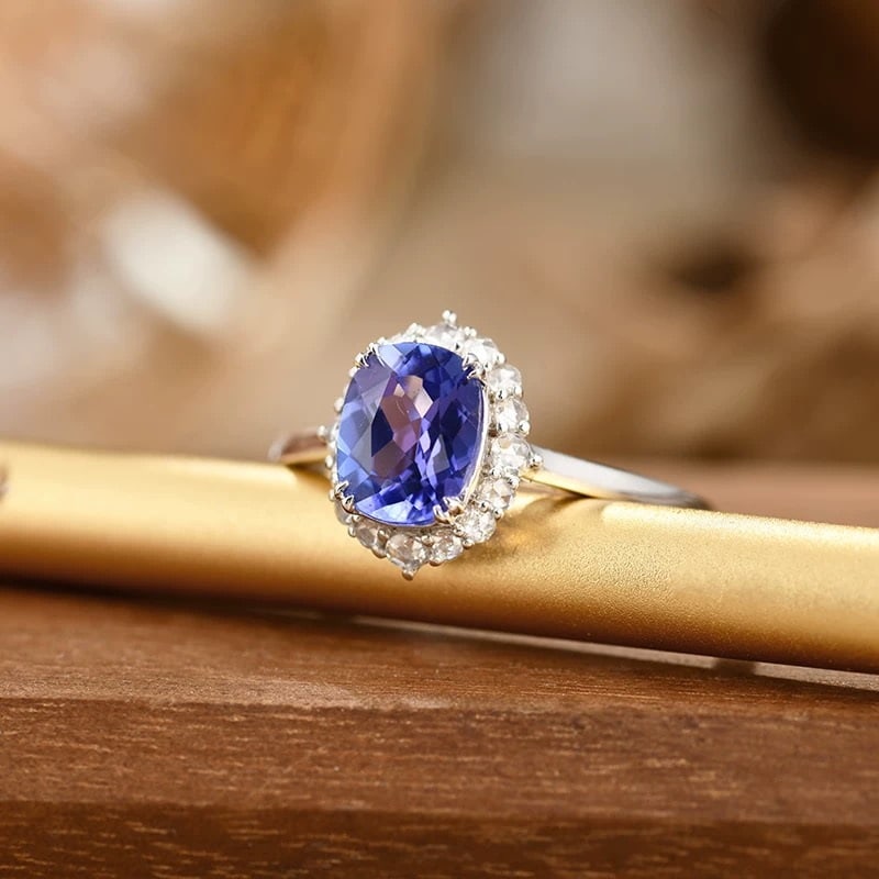 14k Gold 1.29 Ct Natural Tanzanite & Diamond Ring - 3