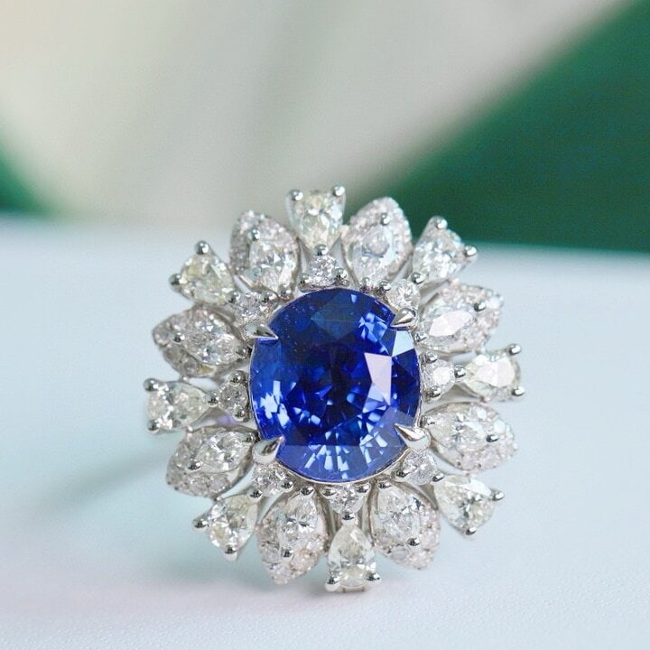 14k Gold 6.22 Ctw Natural Sapphire & Diamond Ring/pendant( Without Chain ) (1 of 6)