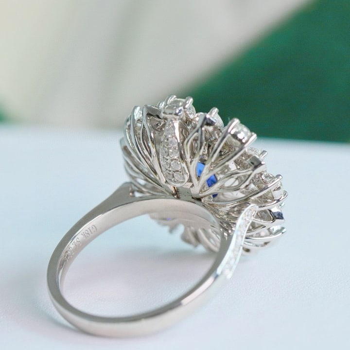 14k Gold 6.22 Ctw Natural Sapphire & Diamond Ring/pendant( Without Chain ) - 2