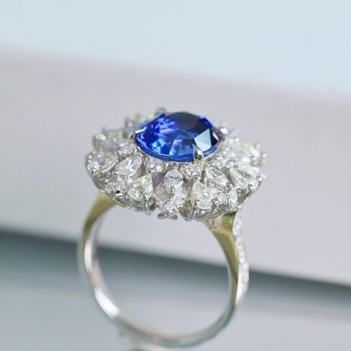 14k Gold 6.22 Ctw Natural Sapphire & Diamond Ring/pendant( Without Chain ) - 3