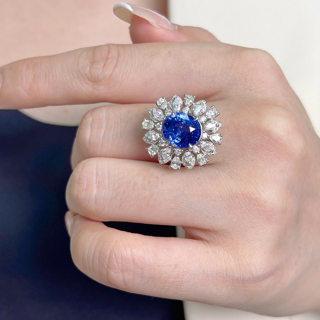 14k Gold 6.22 Ctw Natural Sapphire & Diamond Ring/pendant( Without Chain ) - 4