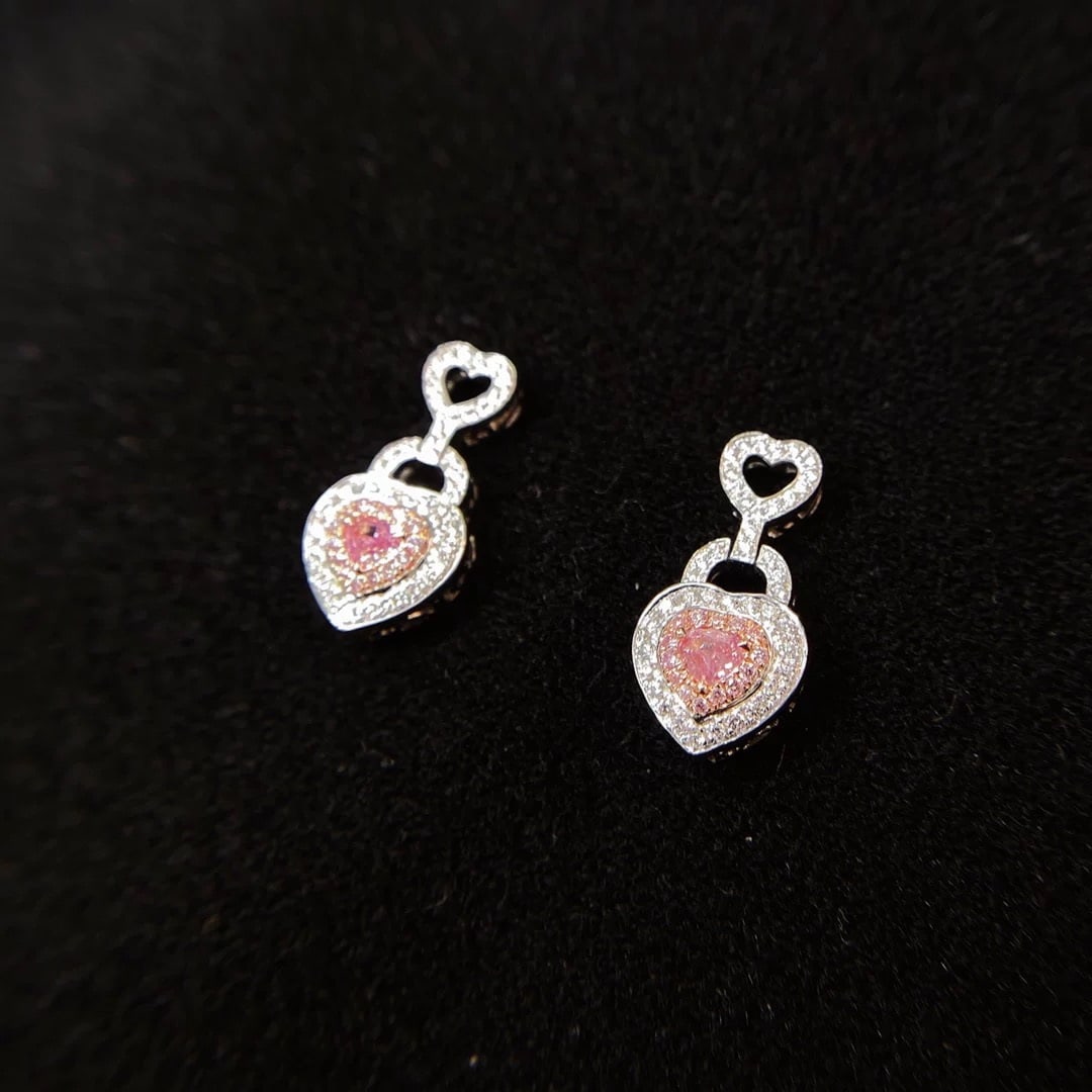 14k Gold 0.48 Ctw Natural Pink Diamond & Diamond Earrings - 2