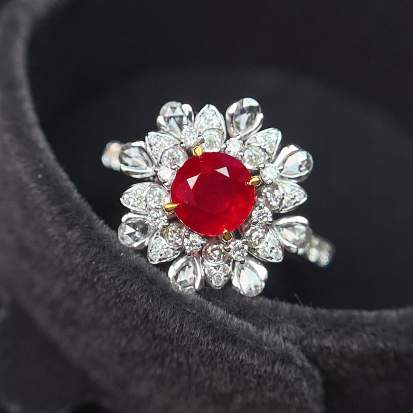 14k Gold 1.15 Ct Natural Ruby & Diamond Ring - 2