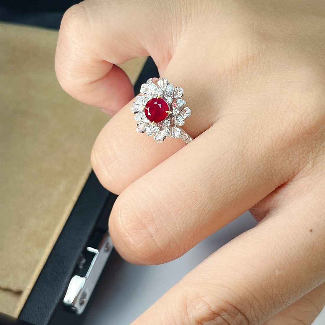 14k Gold 1.15 Ct Natural Ruby & Diamond Ring - 4