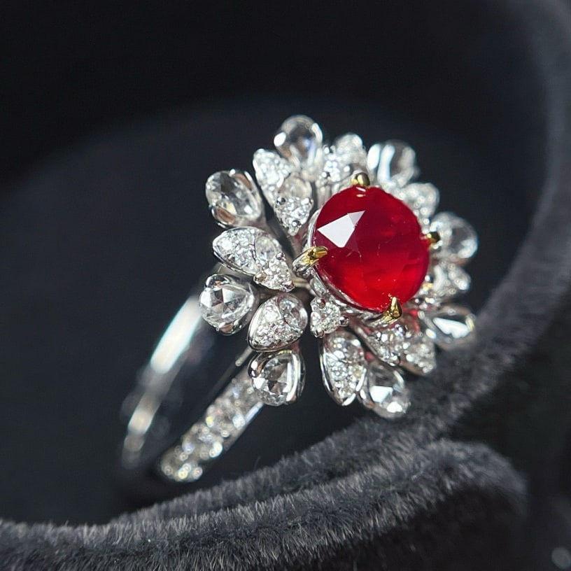 14k Gold 1.15 Ct Natural Ruby & Diamond Ring - 7