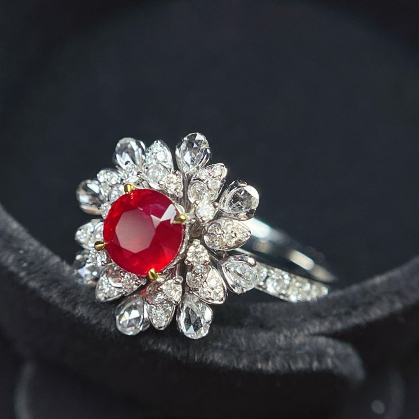 14k Gold 1.15 Ct Natural Ruby & Diamond Ring - 8