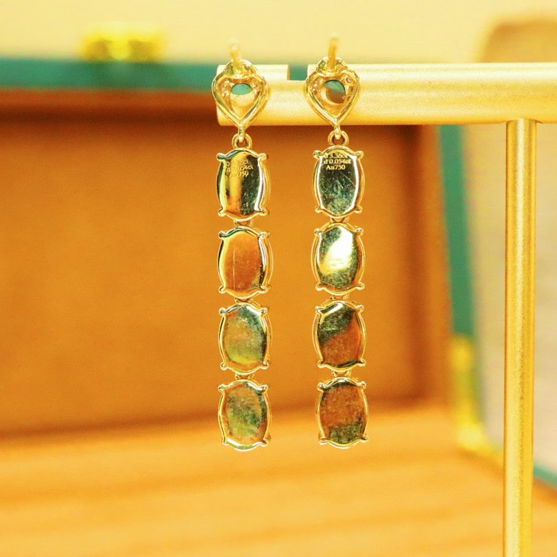 14k Gold 3.41 Ctw Natural Opal & Diamond Earrings - 5