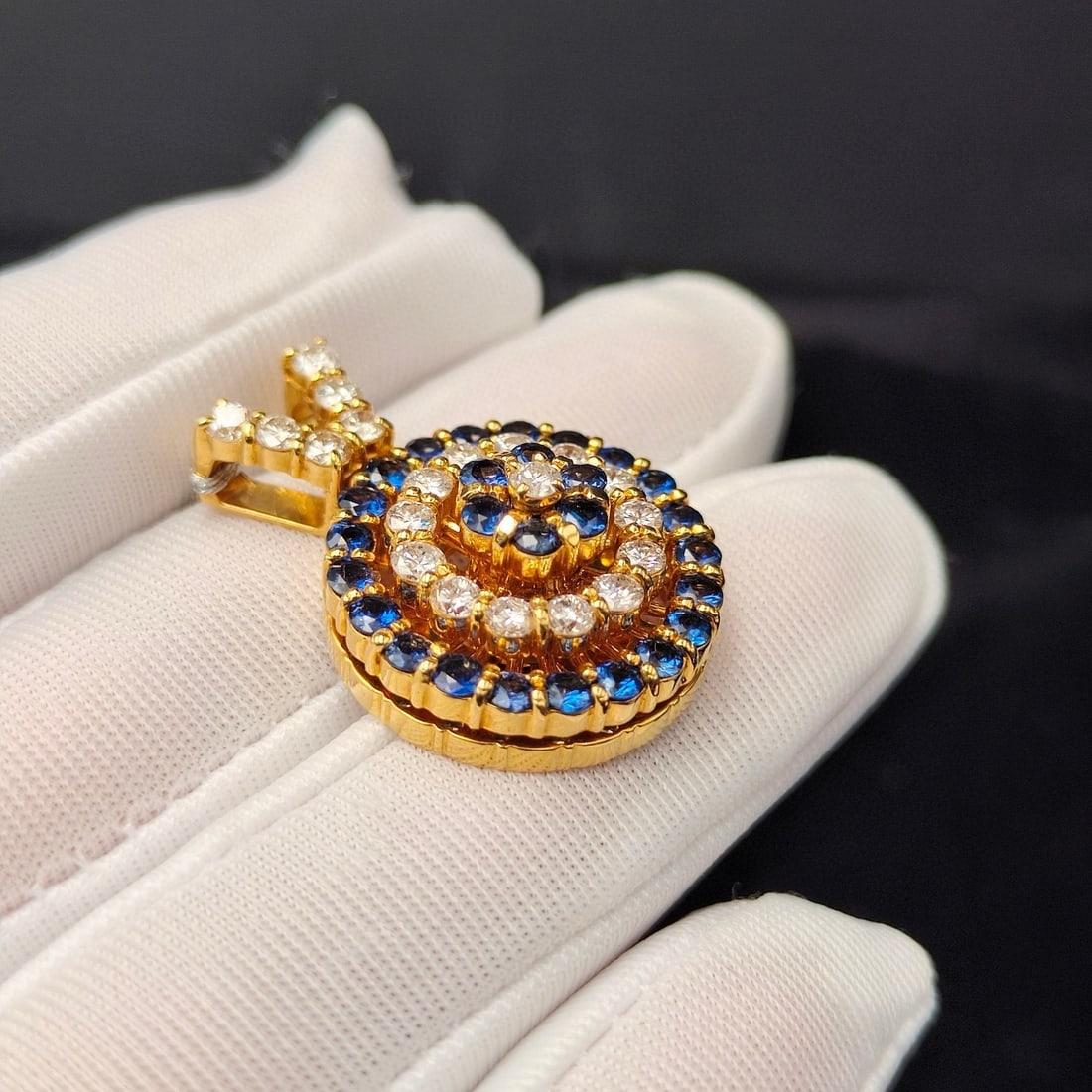 14k Gold 2.7 Ctw Natural Sapphire & Diamond Pendant( Without Chain ) - 4