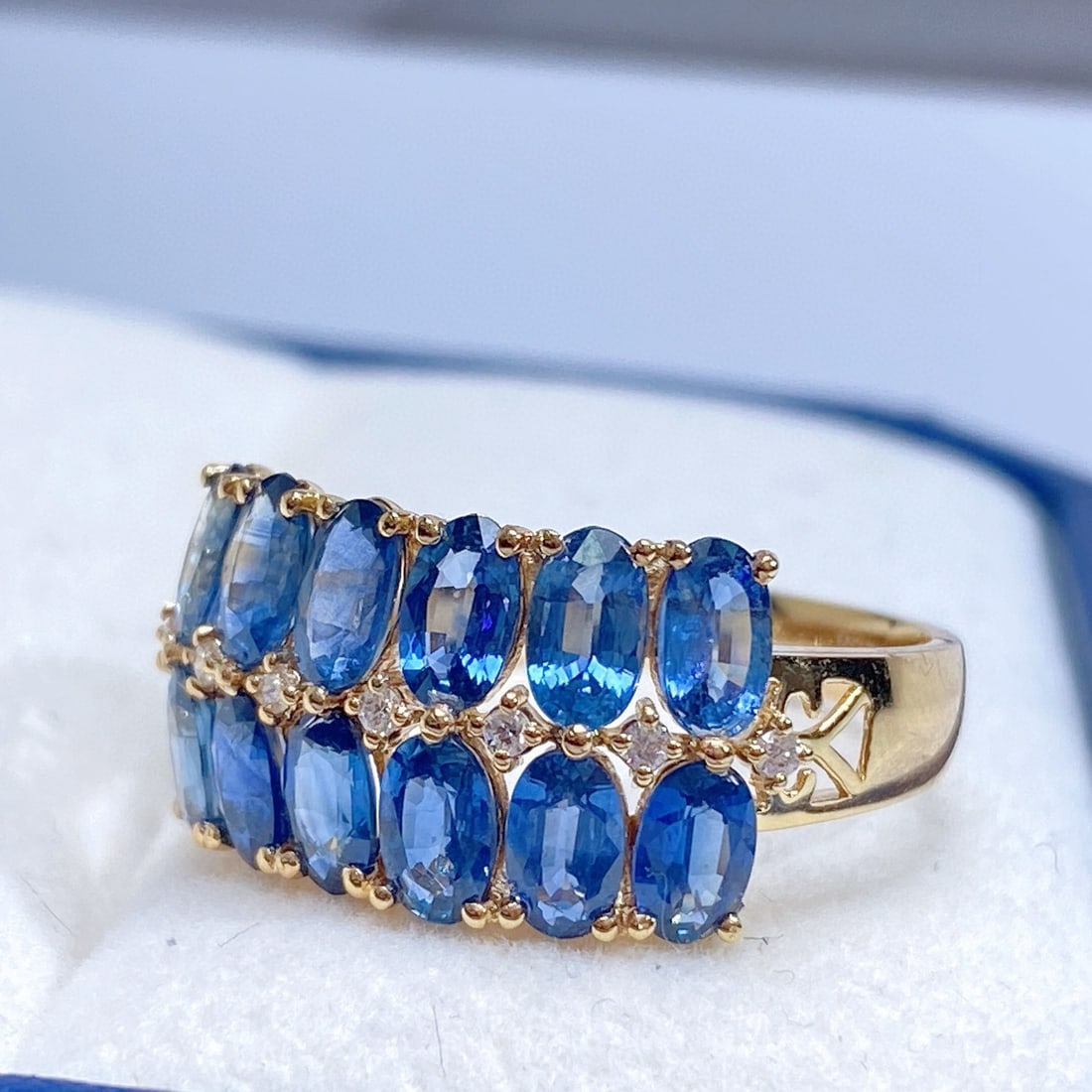 14k Gold 4.20 Ct Natural Sapphire & Diamond Ring - 2