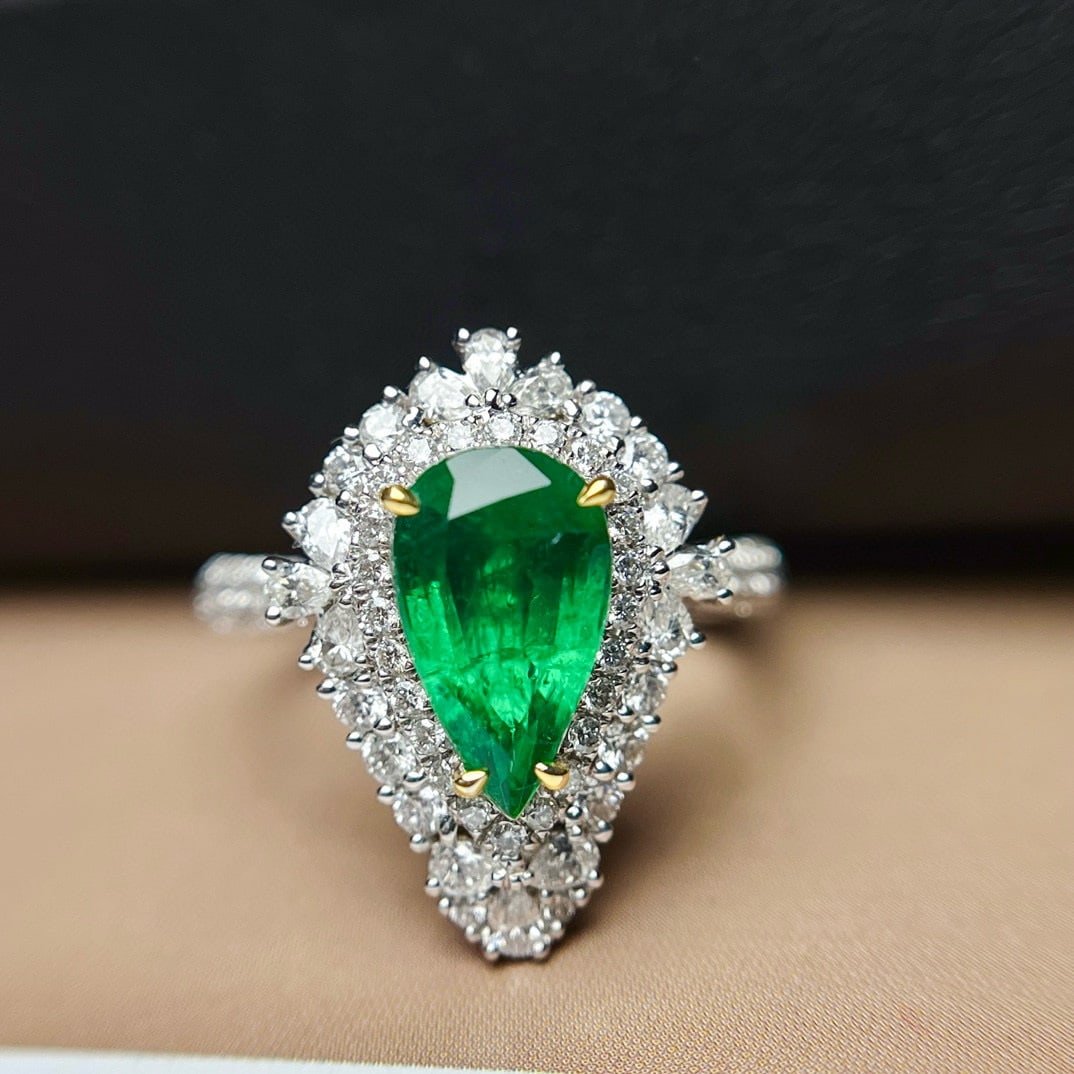 14k Gold 1.70 Ct Vivid Green Natural Emerald & Diamond Ring/pendant( Without Chain ) (1 of 10)