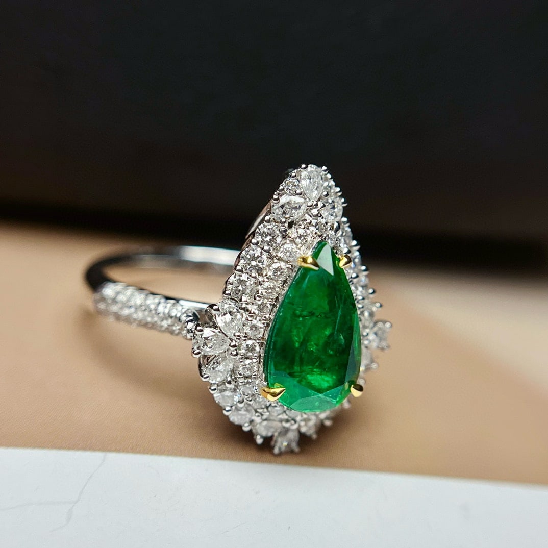 14k Gold 1.70 Ct Vivid Green Natural Emerald & Diamond Ring/pendant( Without Chain ) - 6