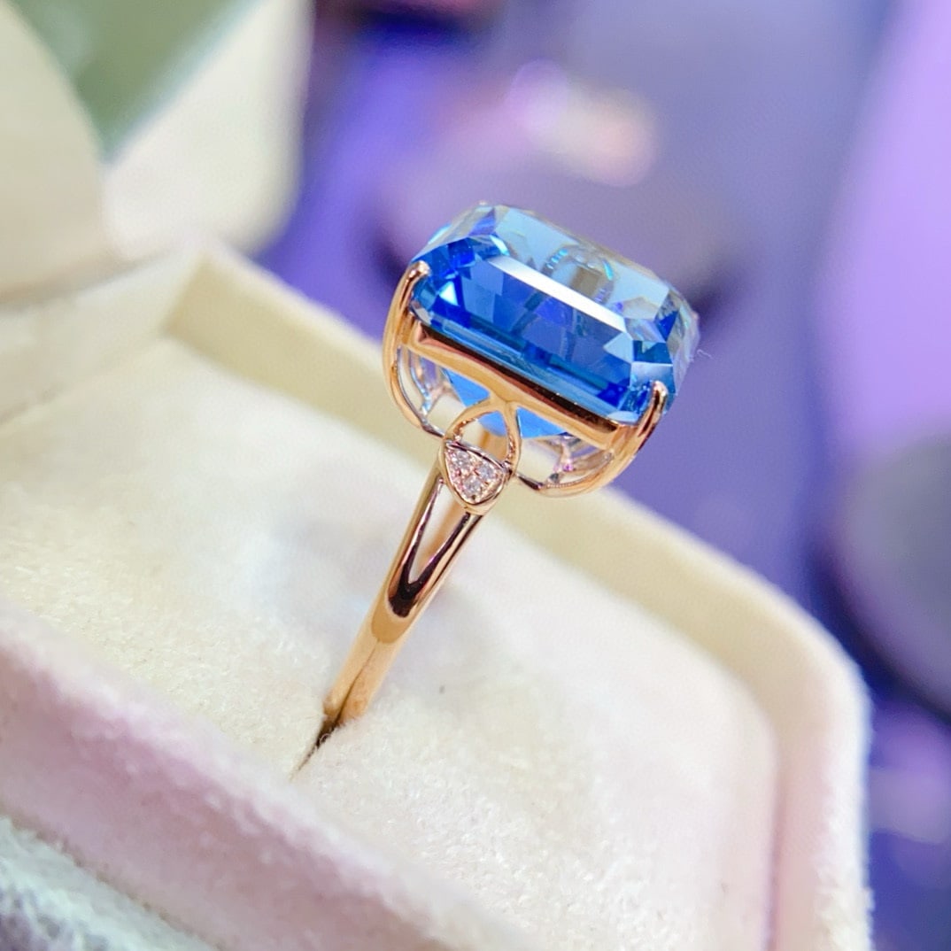 14k Gold 11.57 Ctw Natural Topaz & Diamond Ring - 3