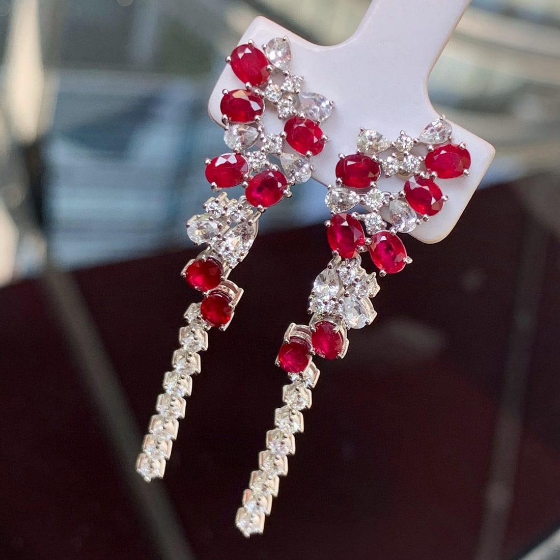 14k Gold 3.34 Ctw Natural Ruby & Sapphire Earrings - 5