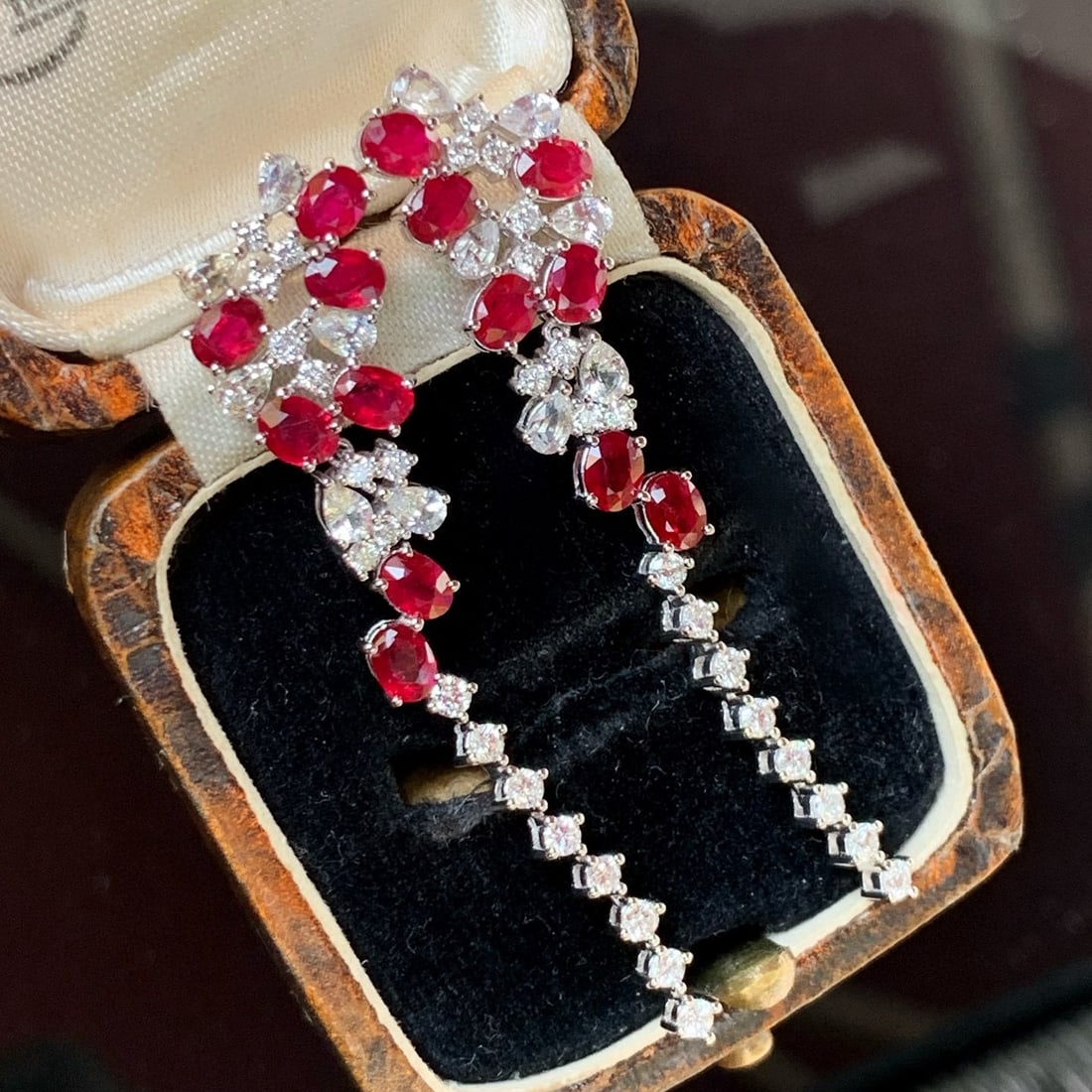 14k Gold 3.34 Ctw Natural Ruby & Sapphire Earrings - 7