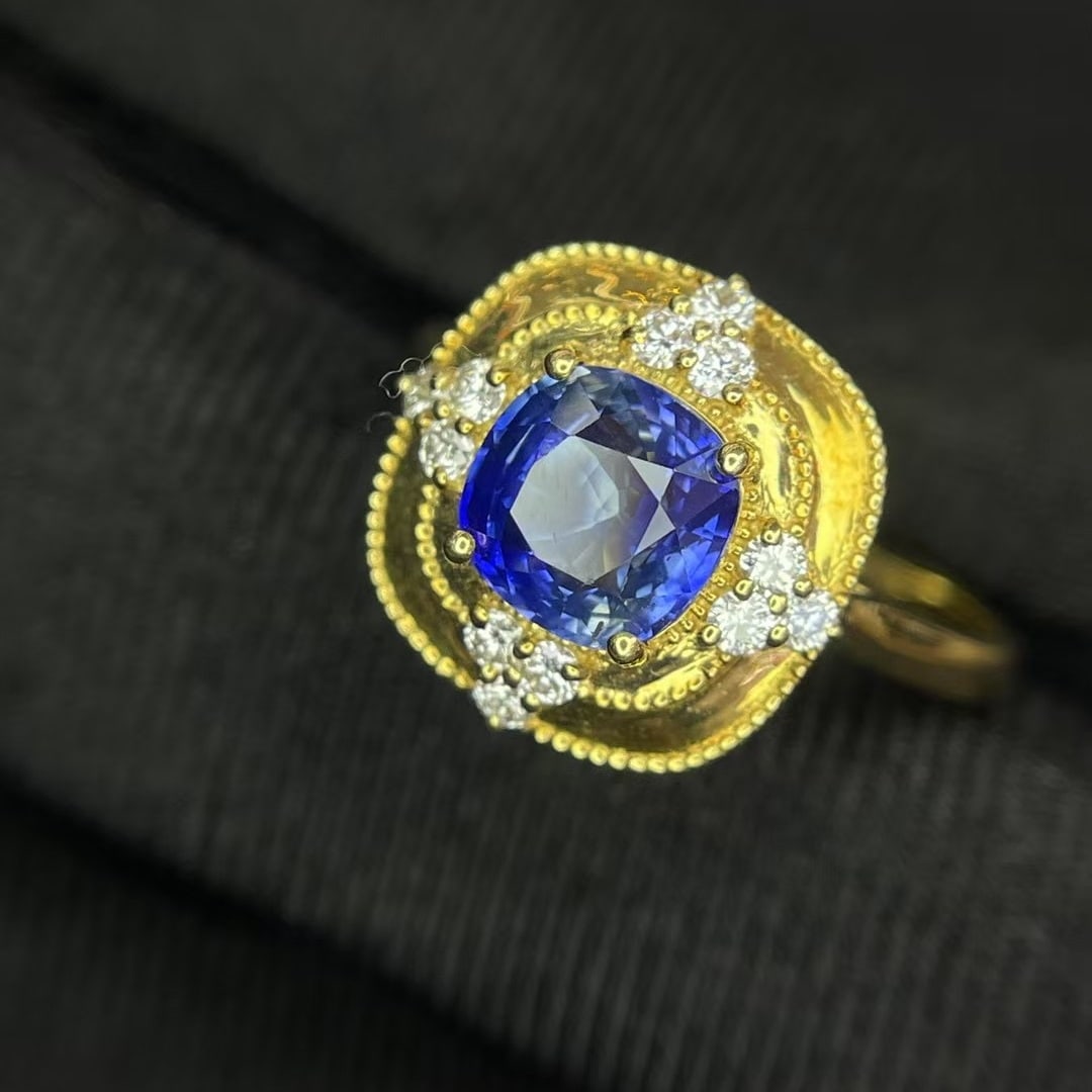 14k Gold 1.78 Ctw Natural Sapphire & Diamond Ring - 4