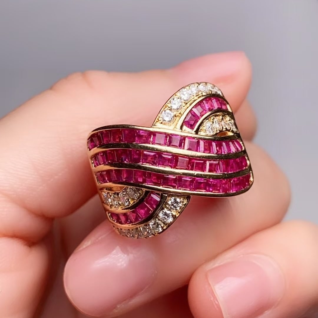 14k Gold 3.36 Ctw Natural Ruby & Diamond Ring - 5