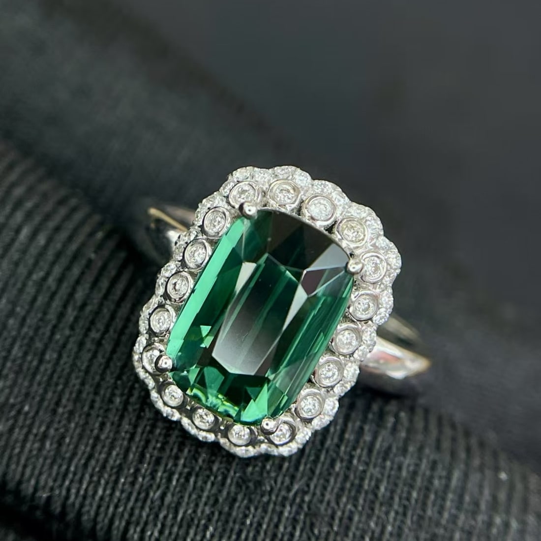 14k Gold 3.08 Ct Natural Tourmaline & Diamond Ring - 2