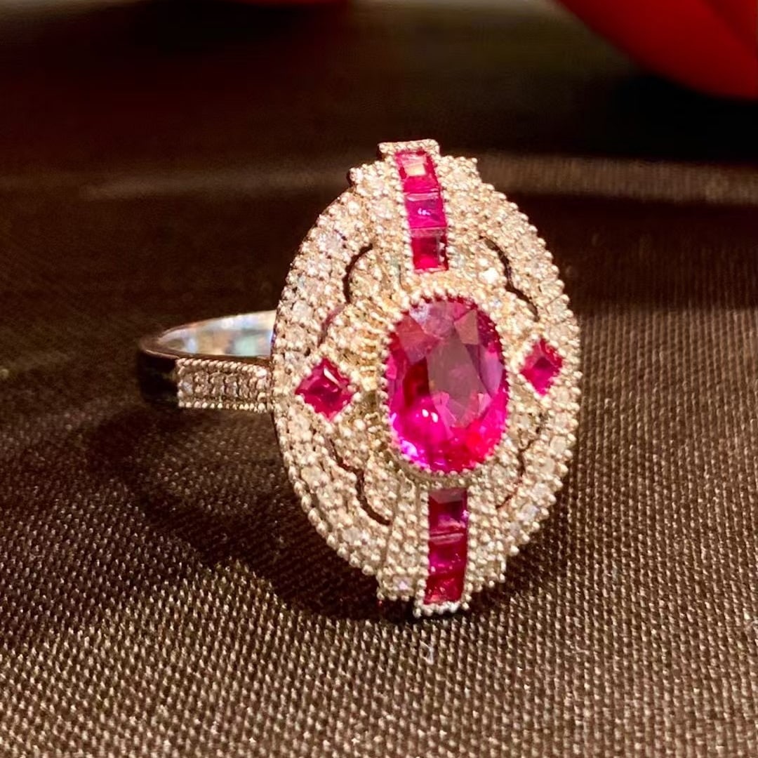 14k Gold 1.4 Ct Natural Ruby & Diamond Ring - 2