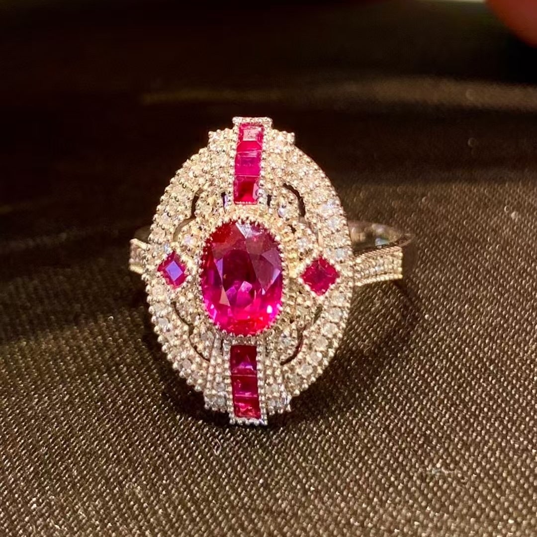 14k Gold 1.4 Ct Natural Ruby & Diamond Ring - 5