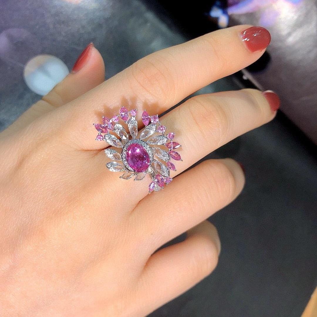 14k Gold 1.98 Ctw Natural Padparadscha Sapphire & Diamond Ring - 4