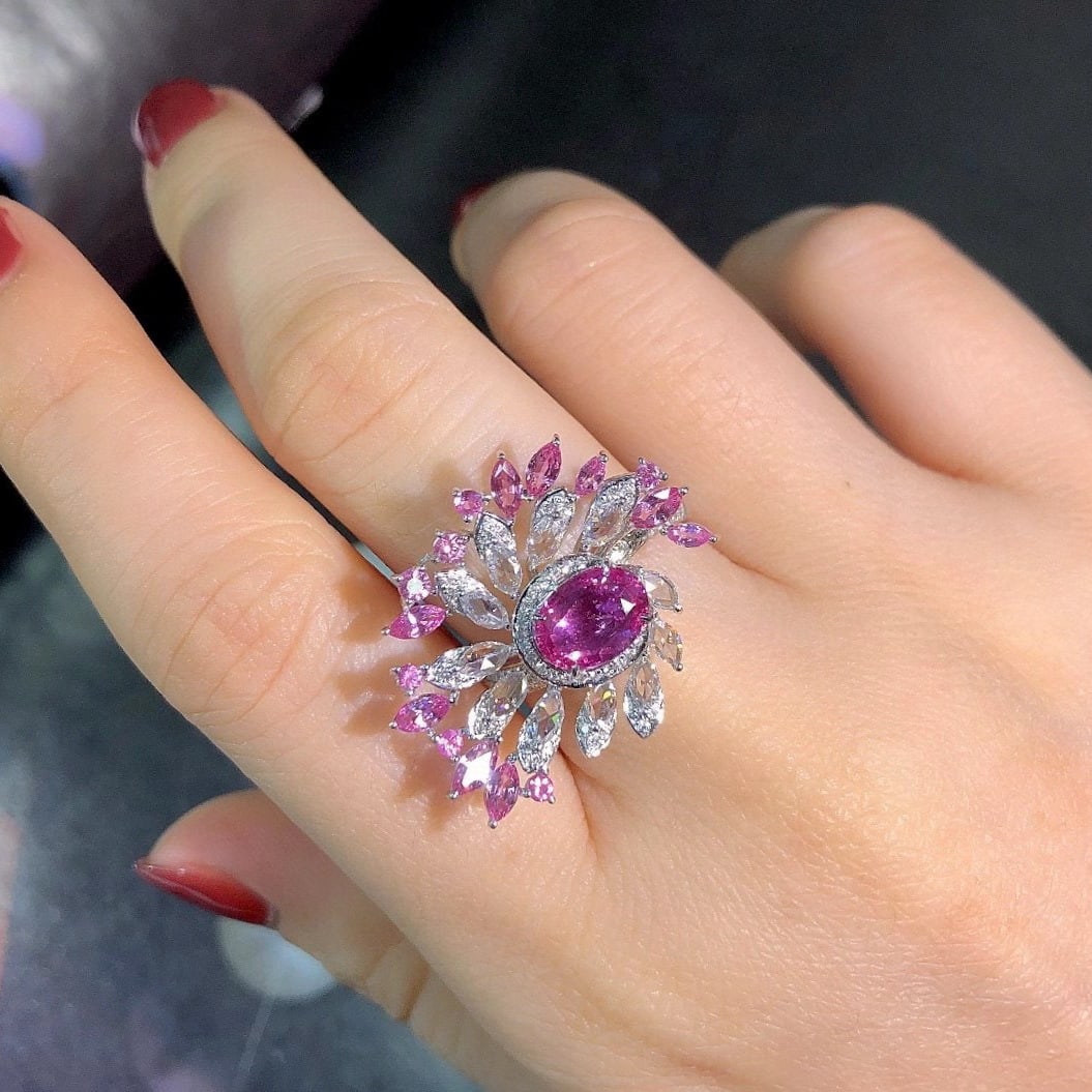 14k Gold 1.98 Ctw Natural Padparadscha Sapphire & Diamond Ring - 5