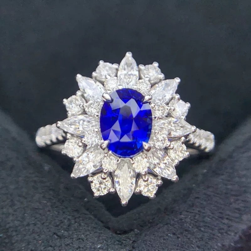 14k Gold 1.13 Ct Natural Sapphire & Diamond Ring (1 of 5)