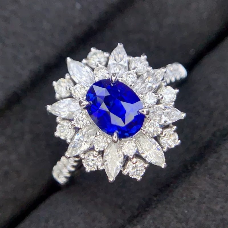 14k Gold 1.13 Ct Natural Sapphire & Diamond Ring - 2