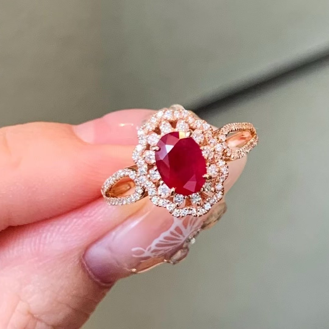 14k Gold 1.51 Ctw Natural Ruby & Diamond Ring - 3