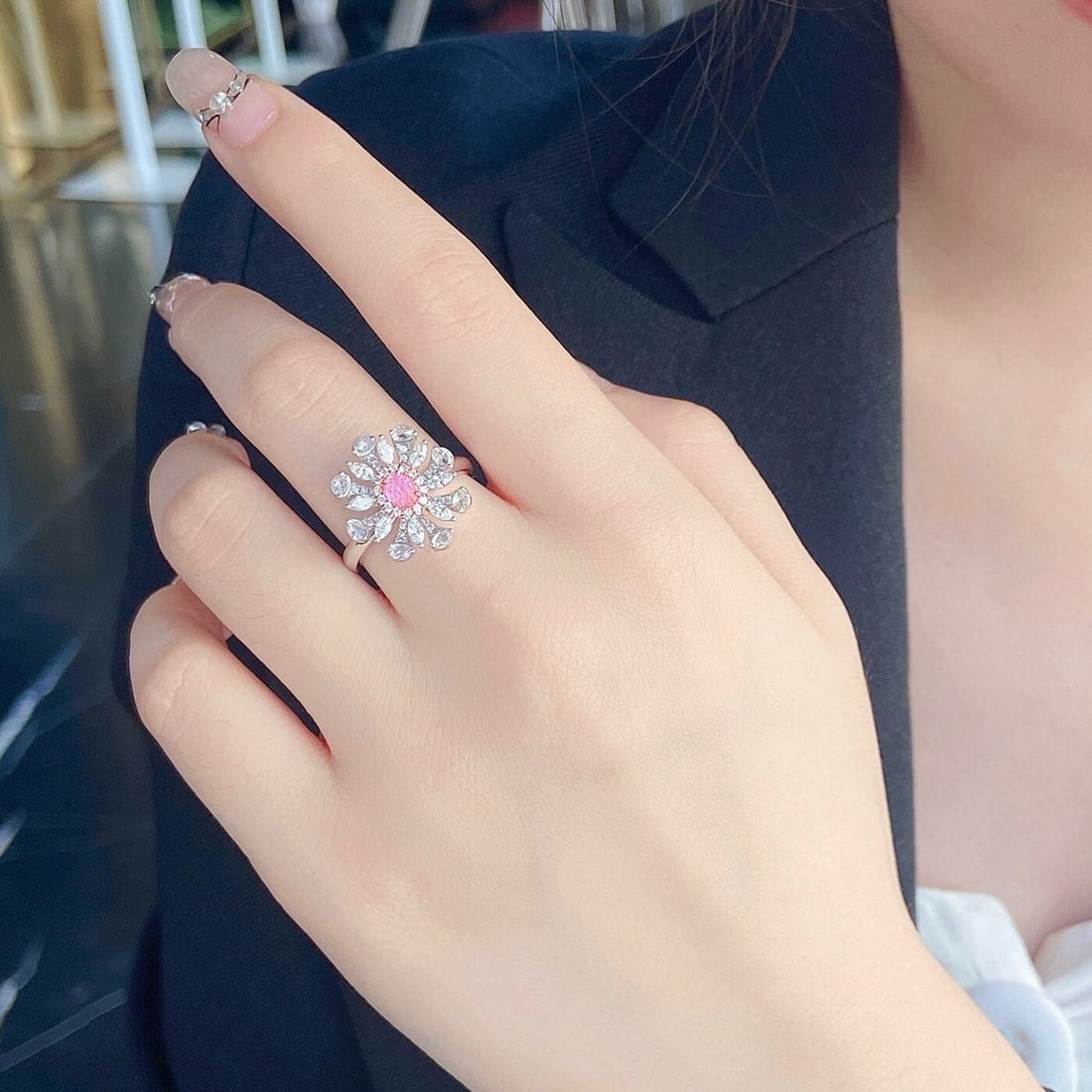 Gia Certified 14k Gold 0.93 Ctw Natural Pink Diamond & Diamond Ring - 3