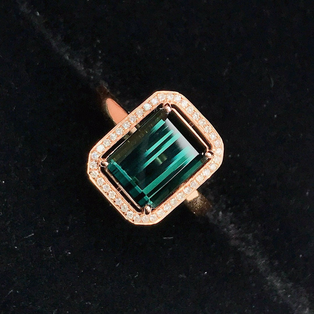 14k Gold 3.37 Ctw Natural Tourmaline & Diamond Ring - 3