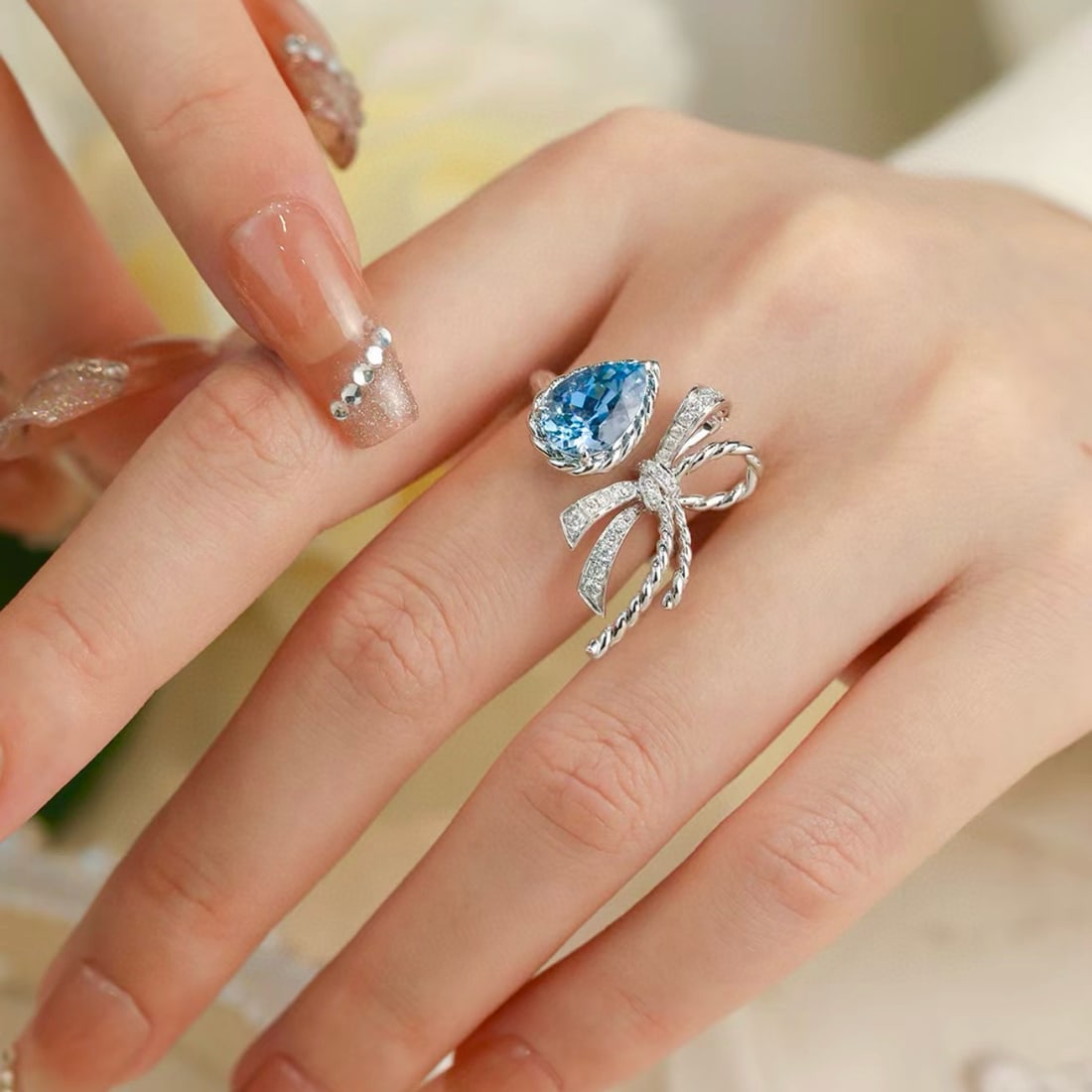 14k Gold 2.52 Ct Natural Aquamarine & Diamond Ring - 2