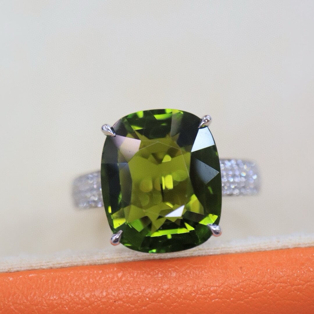 14k Gold 6.80 Ctw Natural Tourmaline & Diamond Ring (1 of 8)